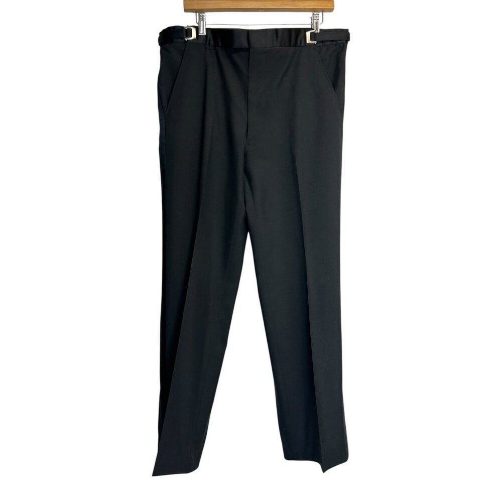 DG-95 Classic Black Mens Dress Pants With Side Adjusters & Belt Loops 36 x 30